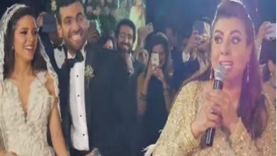 صورة بالفيديو..نشوى مصطفى تُغني لنجلها في حفل زفافه