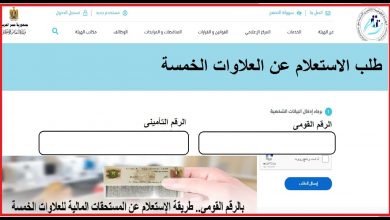 صورة رابط الاستعلام عن العلاوات الخمس لشهر ابريل 2021 بالرقم القومي