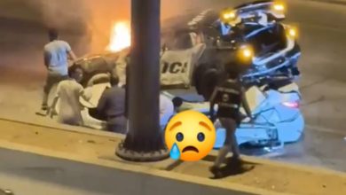 صورة فيديو حادث الرياض يهز المملكة بعد احتراق سيارة الشرطة